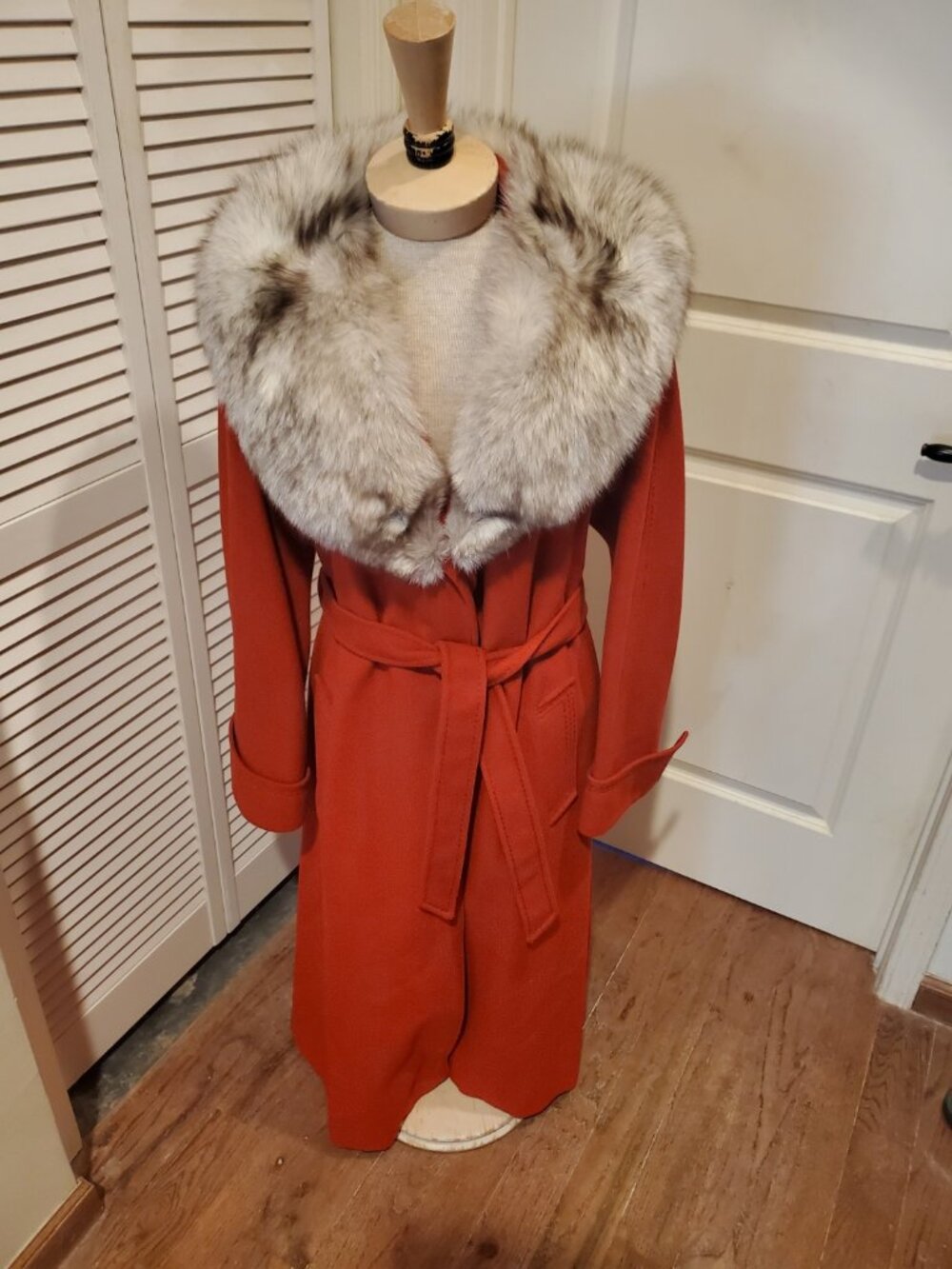 Vintage Mrs.Claus wool/fur coat